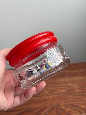 Small Christmas Snowy Village Vintage Glass Storage Jar KIG Indonesia